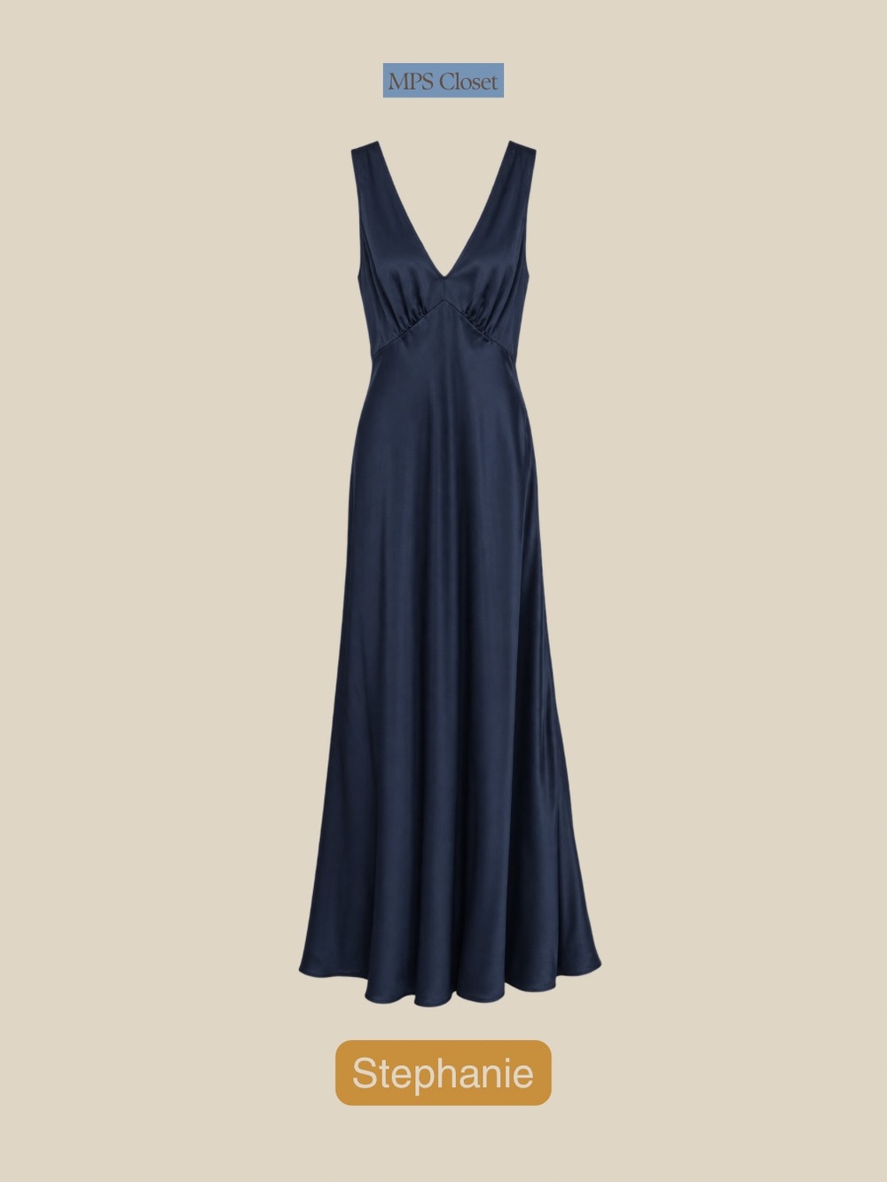 Ciao Lucia Charcoal Navy V-Neck Midi Silk Dress